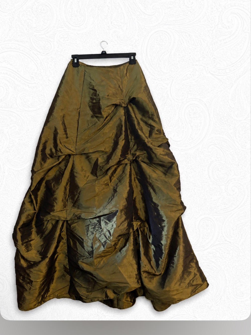 Chico's Iridescent Olive-Gold Bubble Maxi Skirt